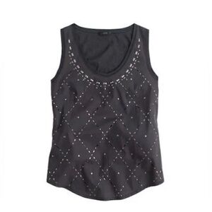 J.Crew Dark Charcoal Gray Metallic Studded Sleeveless Tank Top Size XXS